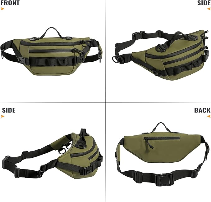 CamGo Tactical Fanny Pack for Men Women Military Waist Bag Molle Utility Hip Belt Pouch Crossbody Bags Bumbag for Cycling Hiking Walking Fishing Army Green