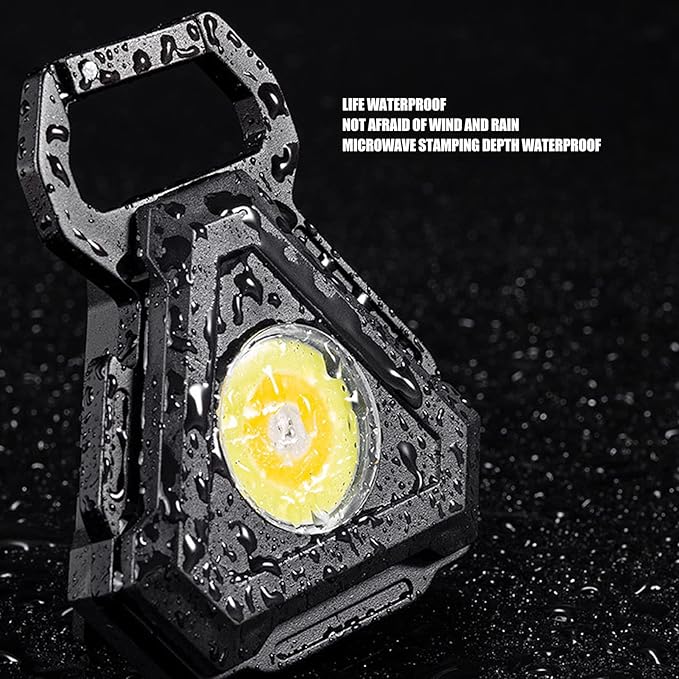 Keychain Flashlight 500 Lumens Portable Bottle Opener 7 Lights Modes USB Charging COB Keychain with Magnet Base for Fishing Walking Camping