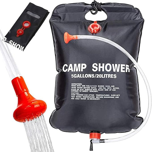 Solar Shower Bag, Gallons/20L Portable Camping Shower Bag with Hose and Shower Head Removable Shower Bag for Camping Beach Swimming Outdoor Traveling.