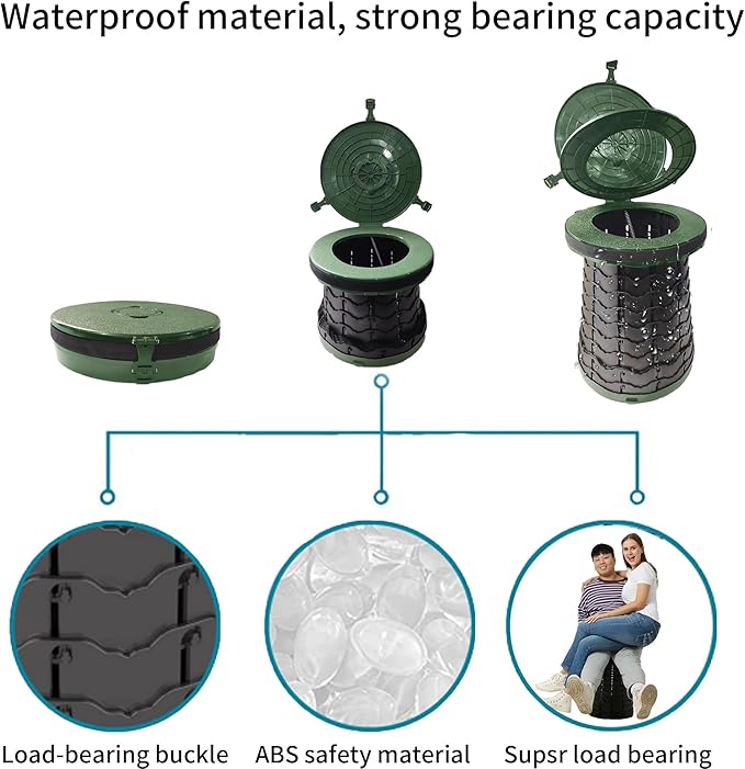 Portable Toilet for Camping Portable Folding Toilet with Carry Bag, Retractable Travel Toilet Foldable Stool Camping Toilet for Adults Kids, Height Adjustable & Sturdy Capacity 880 Lbs