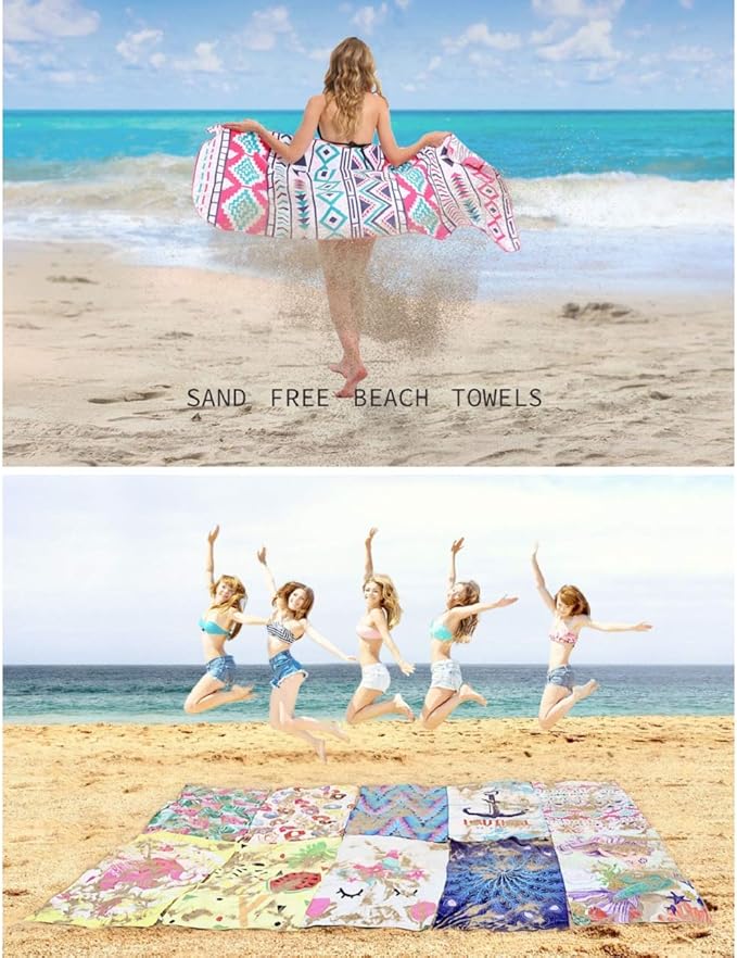 HAOKUN Flamingo Beach Towel Microfiber Sand Free Pool Towels -Quick Dry Super Absorbent Lightweight Thin Novelty Beach Towels for Gilrs Kids Teens Adults with Boho Large Beach Towel