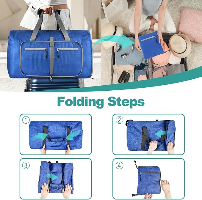 Dimayar Travel Duffle Bag for Men Women - Foldable Duffel Bag with Shoes Compartment - Overnight Bags Waterproof & Tear Resistant(85L,Navy Blue)