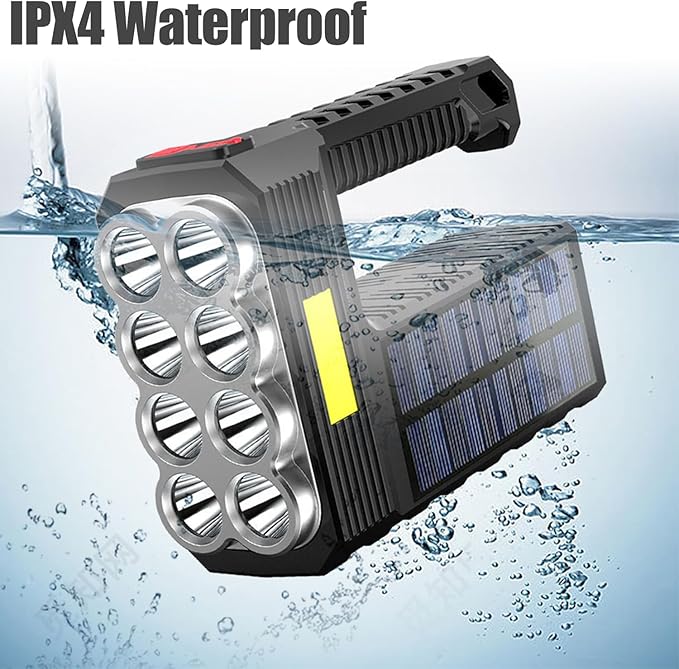 Flashlight Rechargeable Flashlights, 100000 High Lumens Super Bright 8 LED COB Sidelight with 3 Modes, Portable Lightweight Waterproof Spotlight Flashlight for Emergency (Black) (1PCS)