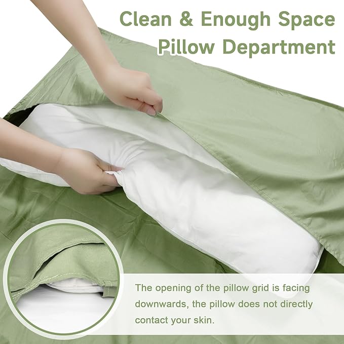 Sleeping Bag Liner, Sleep Sack Travel Sheets, Two-Way-Zipper Expose Feet Separately, Portable Single Camping Sheet for Hotel,Hostels,Business Trips