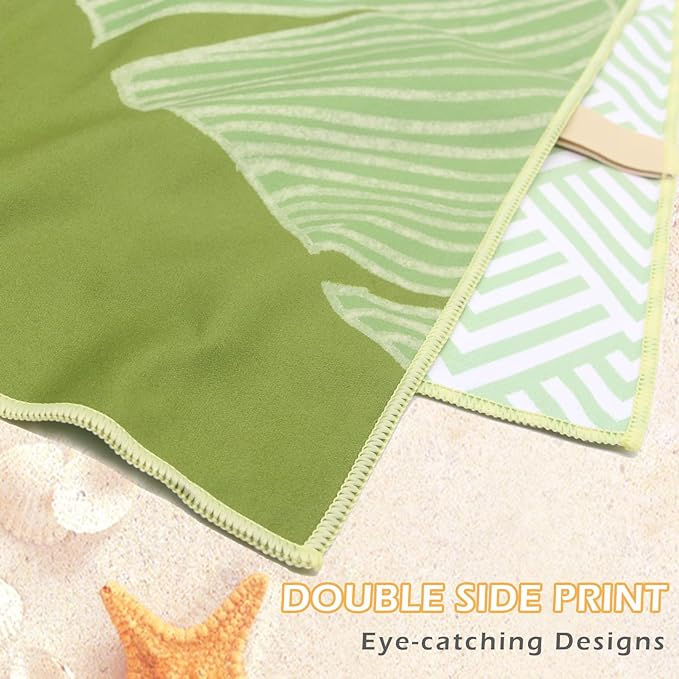 Eunzel 2 Pack Microfiber Beach Towel, Quick Dry Travel Towel Large Sand Free Towel for Beach, Camping, Swim Pool, Gym, Sports& Yoga 71"x32", Palm