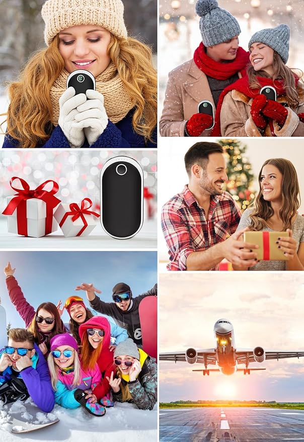 Hand Warmers Rechargeable, 10000mAh Electric Hand Warmer, Reusable Portable Pocket USB Handwarmers with 15 Hours Double-Sided Heating for Women Men Outdoor Camping Skiing