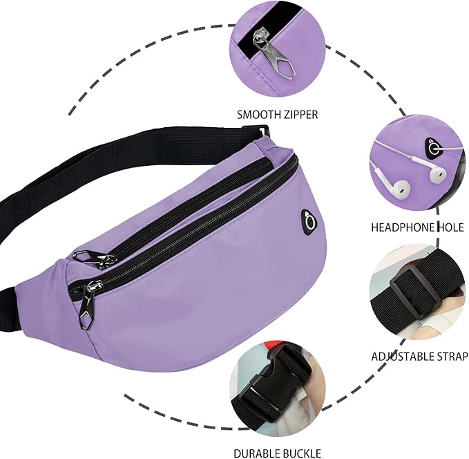 Fanny Pack for Men Women, Waterproof Sports Waist Bag Pack, Belt Bag for Travel Hiking Running