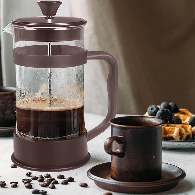 Utopia Kitchen 34 Ounce 1 Liter French Press Coffee Maker, Tea Maker, Travel Coffee Presses, Heat Resistant Thickened Borosilicate Coffee Pot for Camping Travel Gifts, Deep Taupe Pack of 1