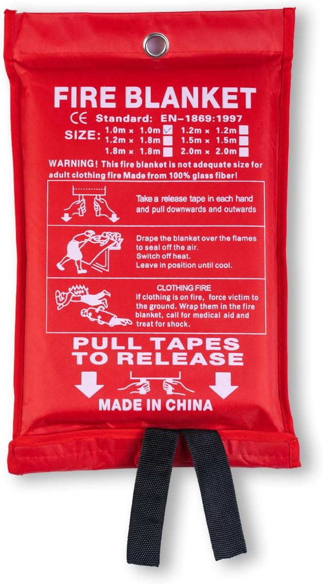 Emergency Fire Blanket for Kitchen, 40"x40" Fiberglass Fire Suppression Blanket-Flame Retardant Blanket Fire Safety Blanket for House Camping Car Office Warehouse Emergency Survival Safety (1pack)