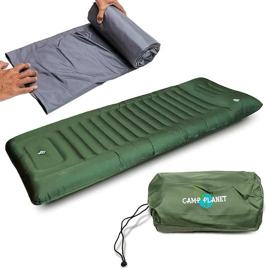 Sleeping Pad for Camping - 3.5 Inch Extra Thick Inflatable Camping Mattress Pad with Built-in Pump and Integrated Pillow - Waterproof Sleep Pad for Hiking, Backpacking, Road Trips