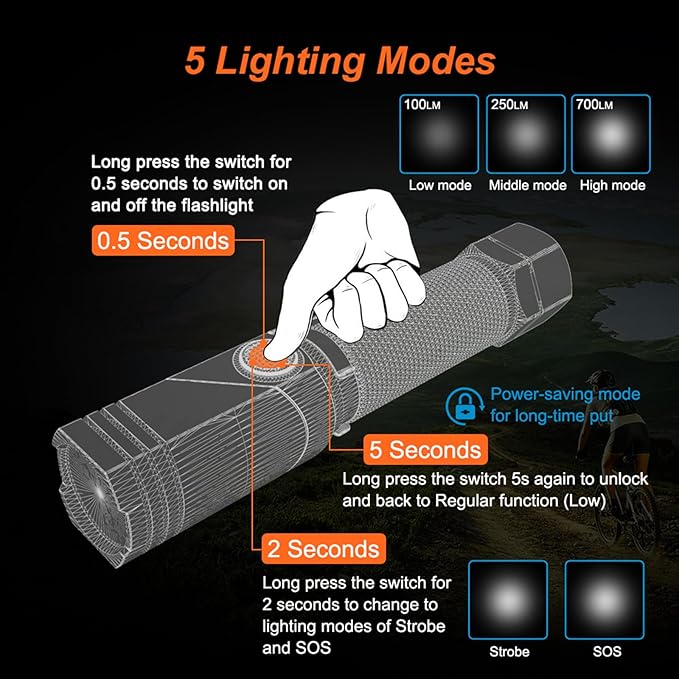 NICRON Flashlight, 700 Lumens 90 Degree Pocket Flashlight Rechargeable IP65 Waterproof 6 Modes for Camping, Outdoor, Hiking, Car Repairing, Blue