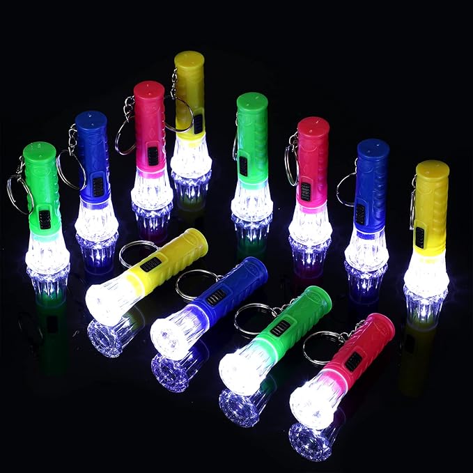 Geelin 200 Pcs Mini Flashlight Keychain 6 Colors Flashlight Small LED Torch Keyring Flashlights for Hiking Camping Party Favors Travel Night Reading Dog Walking Goody Bag Stuffers