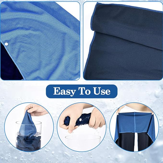 EMVANV Cooling Hoodie Towel,UV Sun Protection Breathable Soft Instant Cool Quick Dry Sweat Towel for Sport Workout Camping Cycling for Hot Weather(Light Blue)