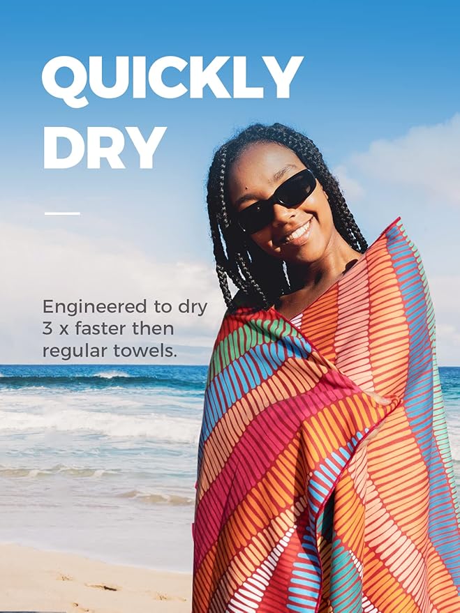 OCOOPA Microfiber Beach Towel Fast Drying, Extra Large 63" x 31" Sand Free Beach Towel Super Lightweight Towels for Swimming Pool, Camping, Picnic, Yoga Gym Sports