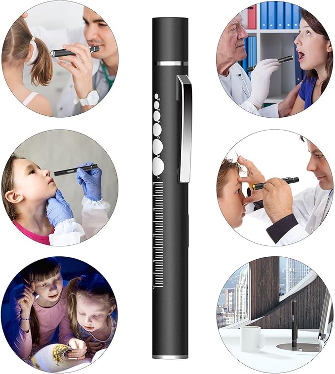 COSOOS 2 Rechargeable Pen Lights with Pupil Gauge & Ruler, Mini LED Penlights for Nurses Doctors, Warm/White Light with Clip, USB Rechargeable Penlight Flashlight Gifts for Nursing Student