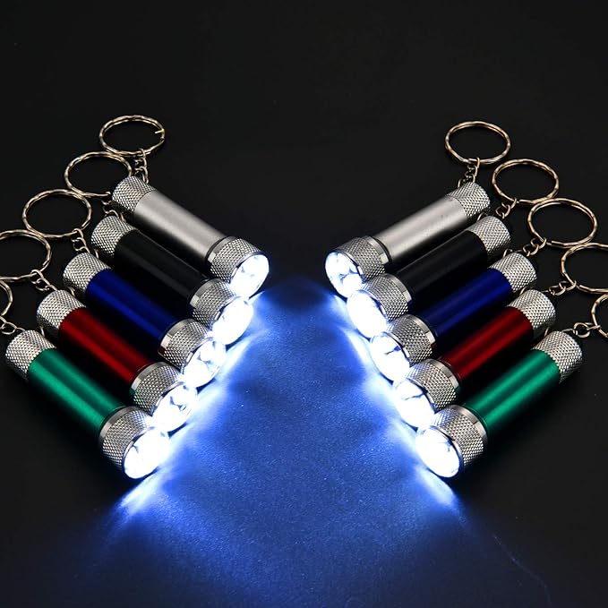 Honoson 30 Pieces Mini Led Flashlight Keychain Portable 5 Bulb LED Flashlight for Camping Party Favors