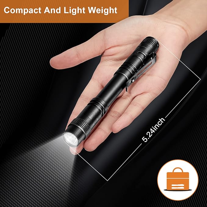 10 Pieces Mini Small LED Flashlight Handheld Pen Light Flashlight with Clip Led Pen Pocket Light Torch for Camping Outdoor Emergency Diary Lighting (3.5 Inches, 5.2 Inches)