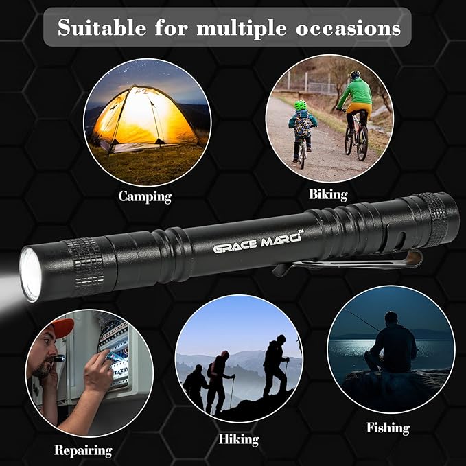 Pen Light Flashlight, Bright Small Handheld Pocket Flashlight, 3 Modes Mini Small Flashlights High Lumens with Clip LED Pen Flashlight for Camping Emergency Inspection Outdoor, 5 Pack