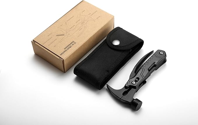 KA-71 14-in-1 Multitool with Safety Locking, Professional Stainless Steel Multitool Pocket Hammer,Wire Cutters,Serrated Knife,Nail File,Apply to Home Renovation, Garage, DIY jobs and Camping