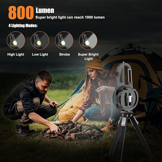 Mini Flashlight COB Small Flashlight 800Lumen Rechargeable Light Keychain Flashlight Portable Pocket Light Folding Stand Magnetic Flashlight for Camping,Fishing,Walking,BottleOpener (dark gray02)