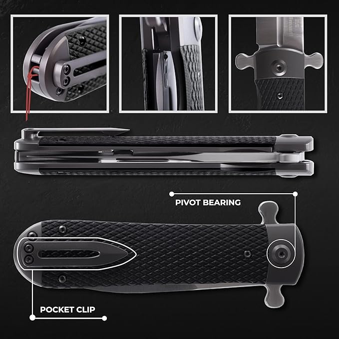 Firebird Knife GANZO Firebird Adimanti Samson-BK Pocket Folding Knife G10 Handle with Clip D2 Steel Blade Hunting Fishing Camping Outdoor EDC Knife (Black)