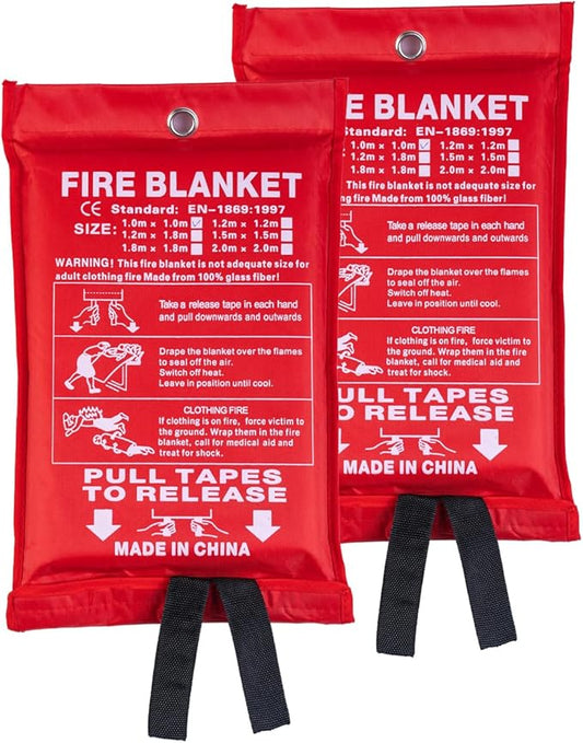 Emergency Fire Blanket for Kitchen, 40"x40" Fiberglass Fire Suppression Blanket-Flame Retardant Blanket Fire Safety Blanket for House Camping Car Office Warehouse Emergency Survival Safety (2pack)