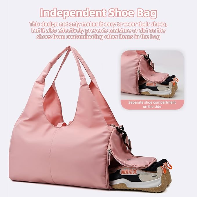 Gym Bag, Yoga Gym Bag for Women and Men, Carrying Workout Gear and Accessories, Shoe Compartment and Wet Dry Storage Pockets, Travel Duffle Bag Carry On Weekender Bag