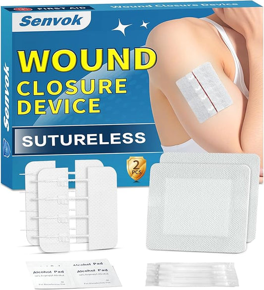 Zip Stitch Wound Closure Strips Extra Large | 2-Pack Stitchless Butterfly Bandages | Adjustable Tension for Painless Laceration Repair, Post-Surgery Care & Emergency First Aid