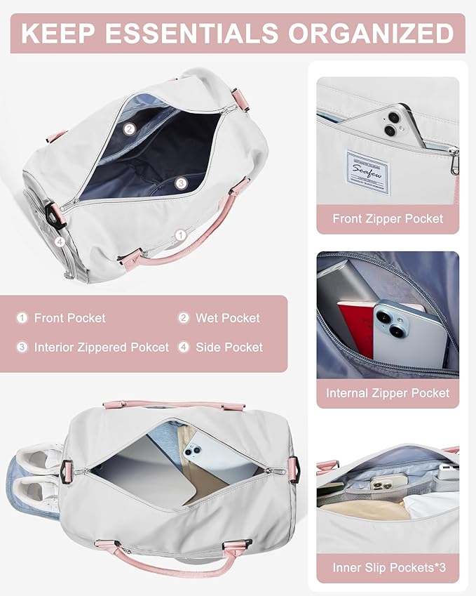 Gym Bag Womens,Travel Duffel Carry on Bag Sport Tote Bag Weekend Overnight Bag