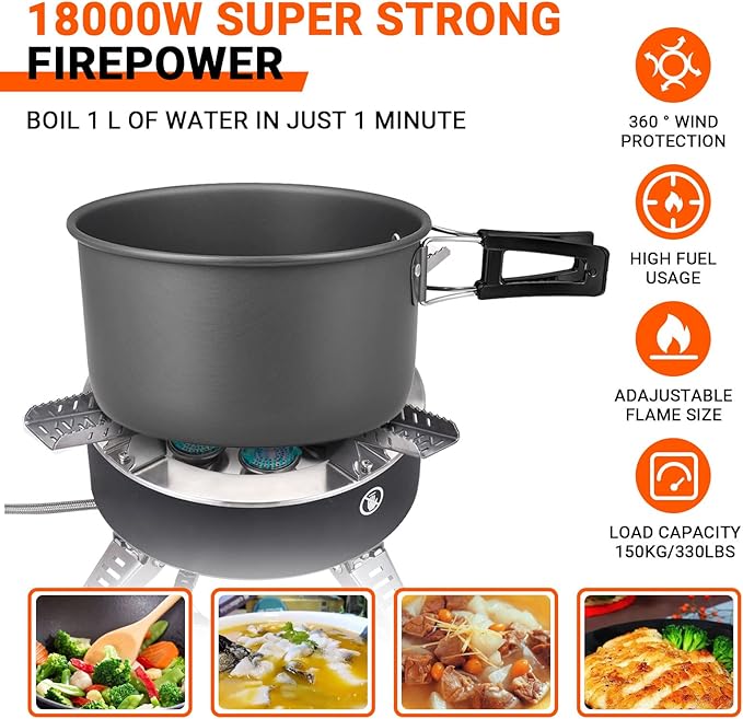 Bulin Camping Stove Burner 3500W/3800W/5800W/6800W/18000W Adjustable Ultralight Backpacking Stove Windproof Camp Portable Propane Stove for Camping Hiking Backpack Outdoor