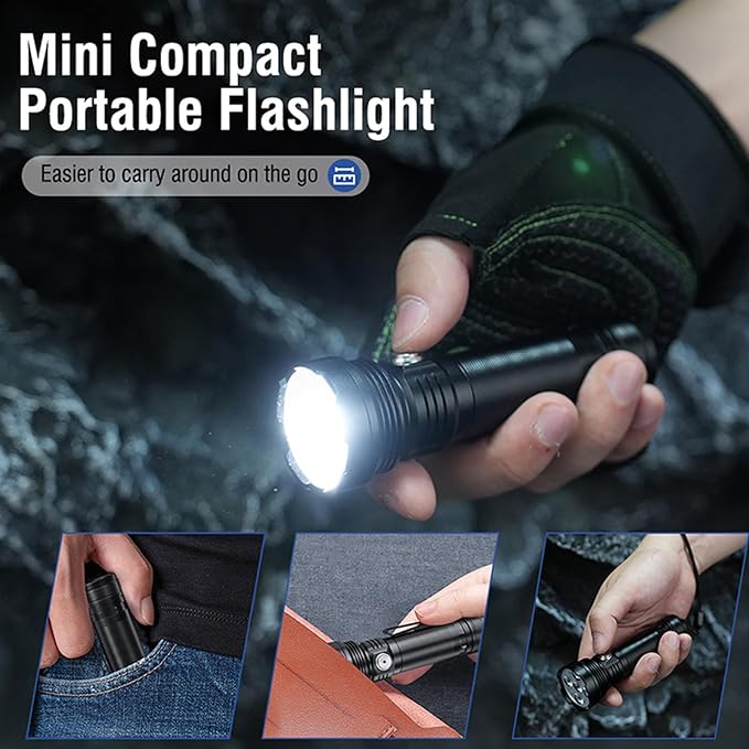 ULTRAFIRE 2500 High Lumens Rechargeable LED Mini Flashlight,Super Bright 5 Modes Tactical Flashlight,Waterproof for Camping, Outdoor, Emergency Torch Light