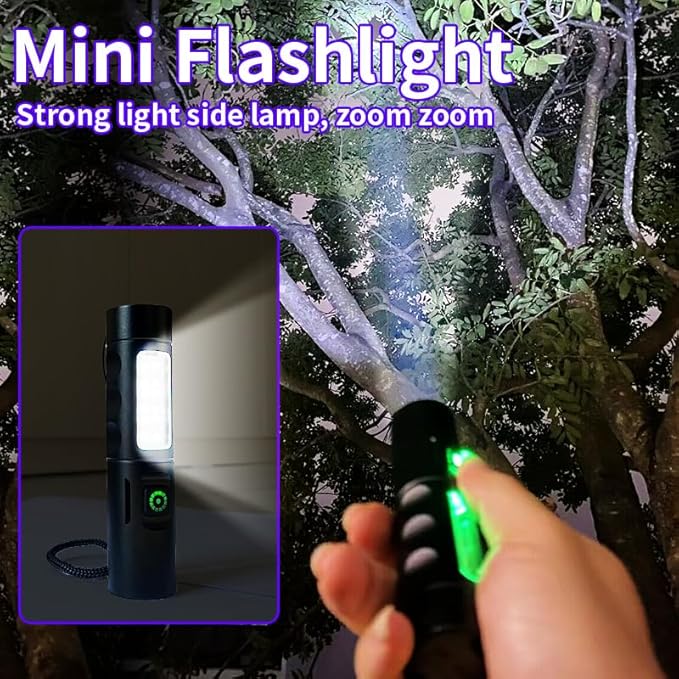 LED Flashlight high Lumen Rechargeable-Compact and Bright, with 3 Modes, Zoom-Waterproof Strong Mini Flash for Outdoor Camping, Walking, Emergency (2 Pieces)