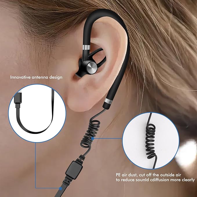 Mini Walkie Talkie Headset: Bluetooth Two-Way Radio FM Transceiver, Portable Small Walkie Talkies for Restaurants, Sports & Outdoor Activities, Wearable for Hospitals & Tourism