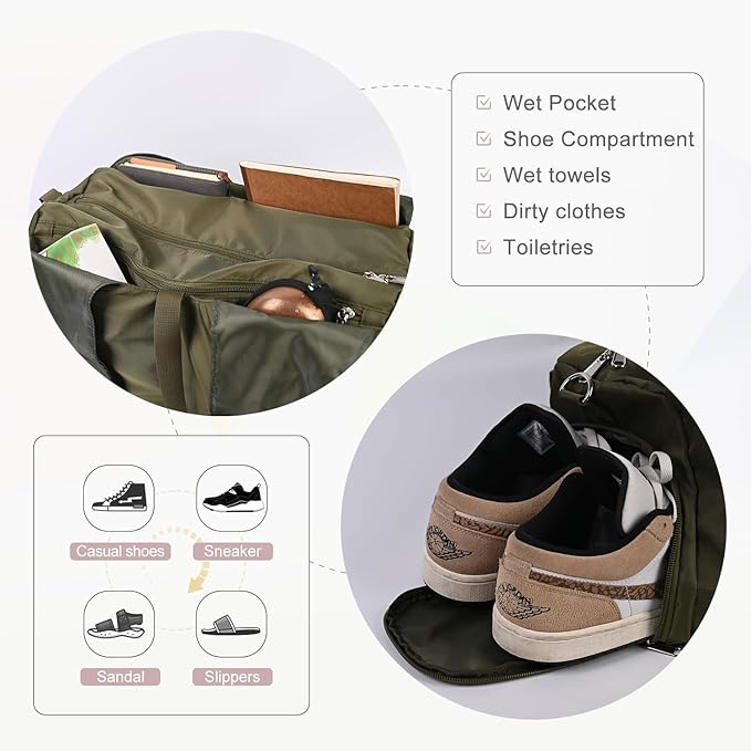 Yoga Bag for Women – 17 Inch Waterproof 210D Polyester, Detachable Strap, Insulated Tumbler Pocket, Double Zipper, Ventilated Gym Tote
