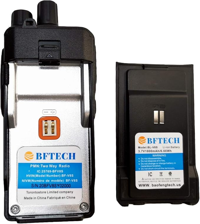 BFTECH BF-V8S Two Way Radios Long Range Walkie Talkie Handheld Radio with Earpiece IC Certified:25769-BFV8S(Pack of 2)