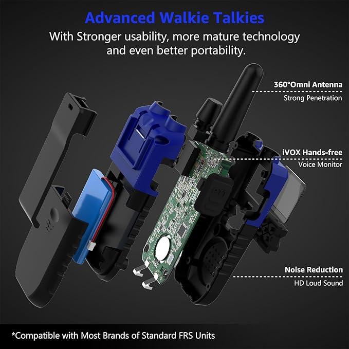 3 Walkie Talkies for Adults Long Range Rechargeable Walkie-Talkies - Long Distance 2 Way Radios Walkie Talkies 3 Pack Walkie Talkies with Earpiece and Mic Set USB Charger Lanyard NOAA Weather Alert