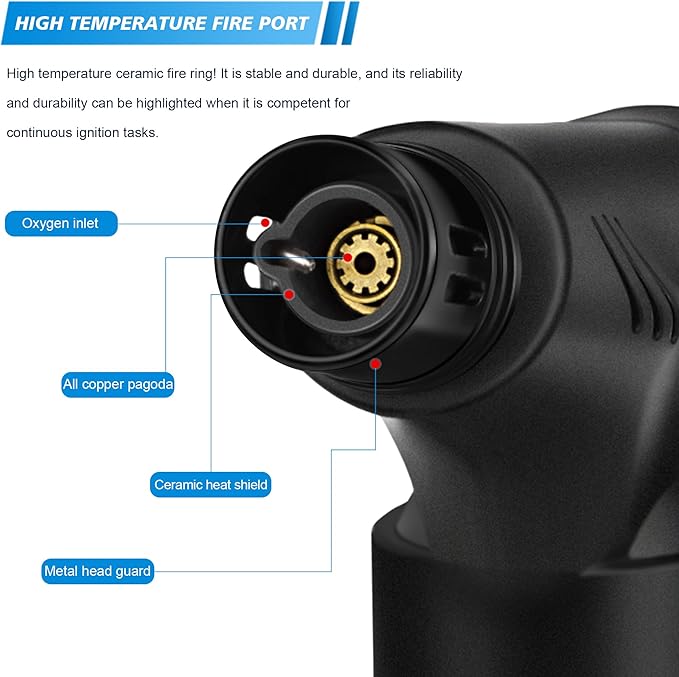 4 Pack of Torch Lighter, Jet Flame, Butane gas, Mini Refillable Windproof Lighters, for candle, fireplace, grill (Gas not Included)