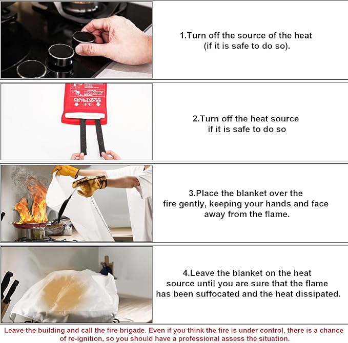 Fire Blanket - 2 Pack - 40" x 40" Emergency Fire Blanket for Home and Kitchen, Suppression Flame Retardant Emergency Fire Blanket for Camping, Grill, Kitchen, Home, Car, School, Warehouse