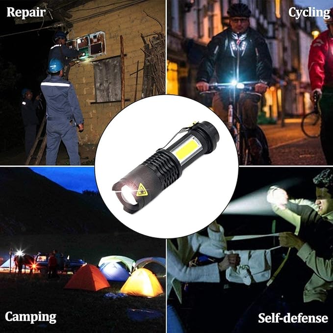 MODOAO COB LED Flashlights,Ultra Bright 4 Modes Mini Handheld Torch,Waterproof Pocket Lights for Emergency and Outdoor and Camping Use(5 Pack)
