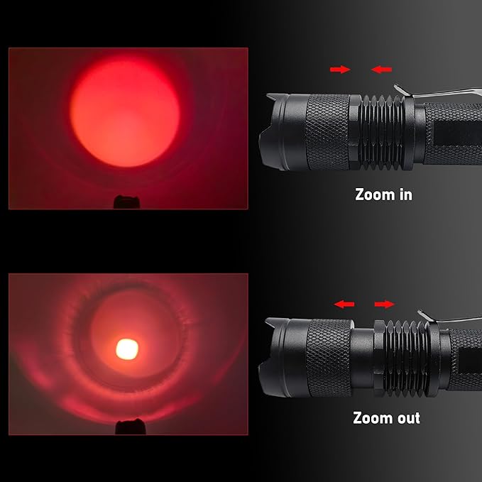 LED Red Light Flashlight High Power Single Mode for Astronomy Night Observation Aviation Outdoor Activities, 2-Pack