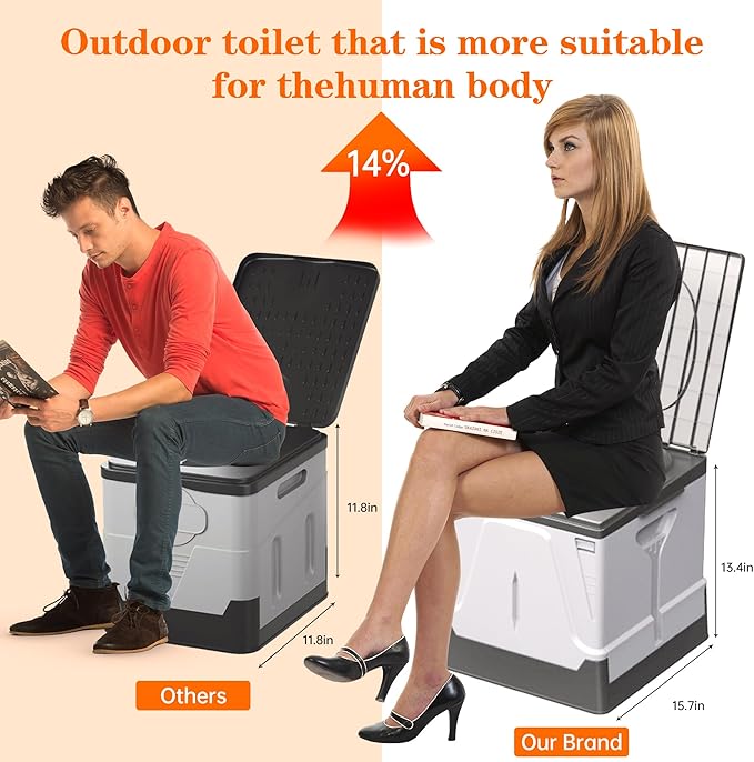 Camping Toilet, Composting Toilet with Biodegradable Bags, Portable Potty for Adults, Folding Toilet for Car Camping Hiking Long Trips Beach