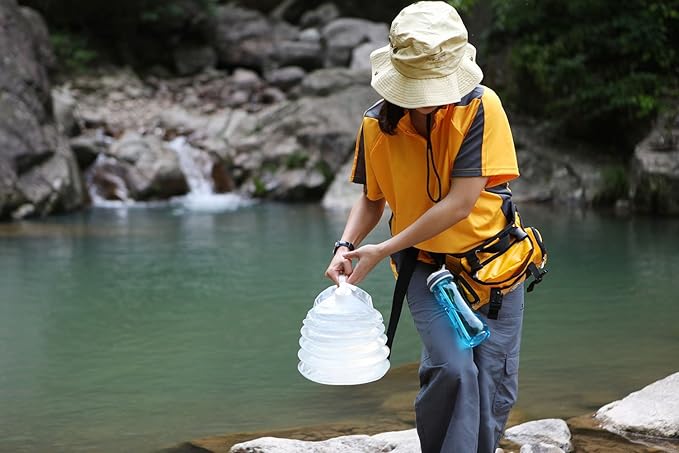 AceCamp Accordion Jerrycans, Collapsible Water Container, Drinking Water Carrier Jug with Spigot, Food Grade PET, Camping, Hiking, Backpacking, Outdoor, Flat Convenient Storage (8 Liter)