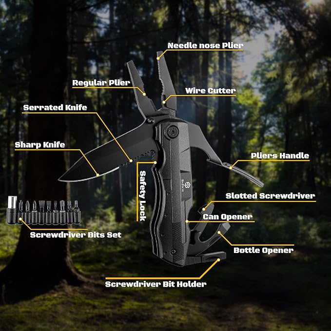 18-in-1 Multitool Pocket Knife, Multi-tool Screwdriver with Durable Nylon Sheath for Outdoor, Fishing, Camping Ideal Gifts for Father, Husband, Boyfriend Stocking Stuffers Christmas Gifts for Men