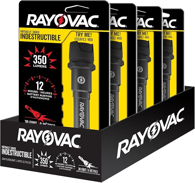 Rayovac Virtually Indescructible LED Tactical Flashlight, Bright Heavy Duty Flashlight for Camping Gear and Hiking, Water Resistant EDC Flashlight, Pack of 1, Black