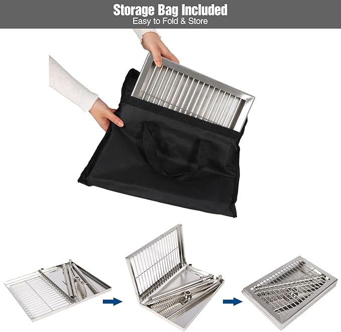 REDCAMP Folding Swivel Campfire Grill, Portable Stainless Steel Cooking Grate over Fire Pit, Lightweight Grate & Camp Fire Rack with Carrying Bag for Outdoor Camping BBQ