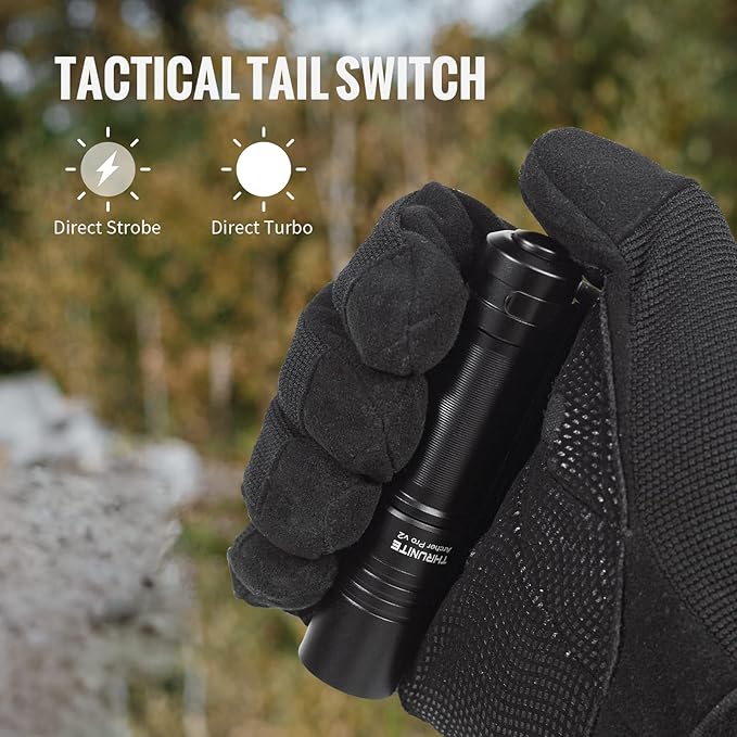 ThruNite Archer Pro V2 EDC Flashlight - 950 Lumens, USB-C Rechargeable, Tail Switch LED Penlight for Camping, Outdoor & Emergency - Cool White (Black)