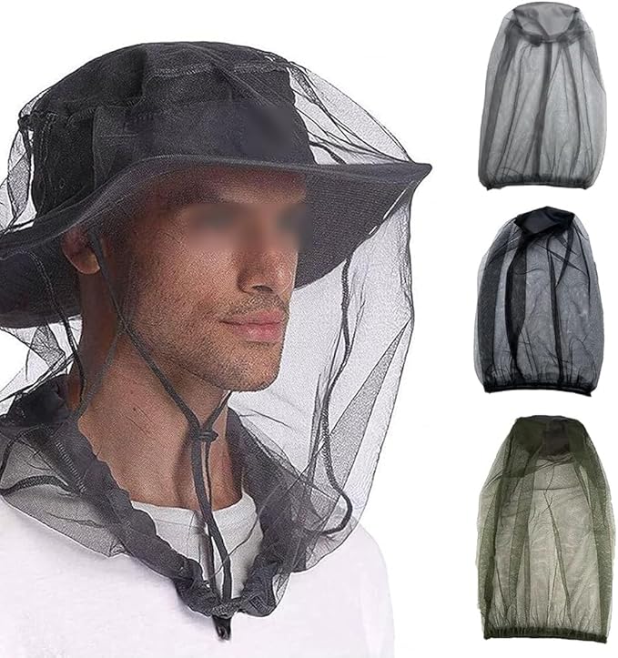 4 Pcs Face Mesh Nets Mosquito Protection Nets Mosquito Hats Black Head Net Covers Face Netting Covers Large Outdoor Head Mesh Hats for Women Men