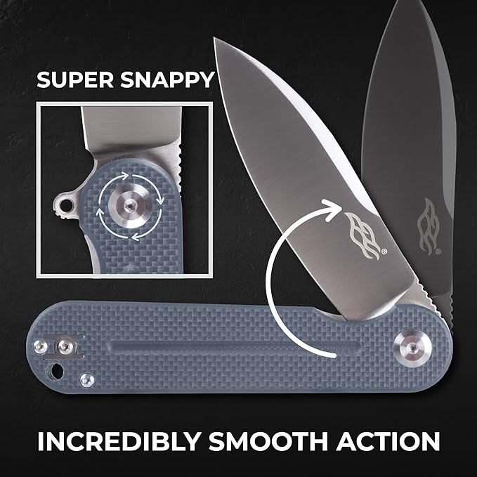 Firebird GANZO FH922-GY-US Pocket Folding Knife D2 Steel Blade G10 Anti-Slip Handle with Clip Camping Hunting Fishing Outdoor EDC Pocket Knife Best Gift for Men Women (Grey)