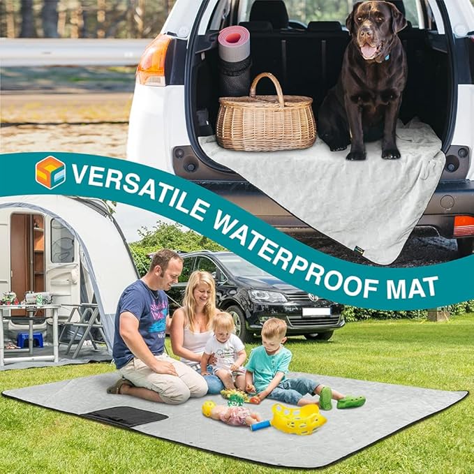 SUN CUBE Large Waterproof Camping Blanket, Fleece Quilted Stadium Blanket for Cold Weather, Windproof Foldable Outdoor Blanket Mat for Picnic, Beach, Pets, Car, 60x80in