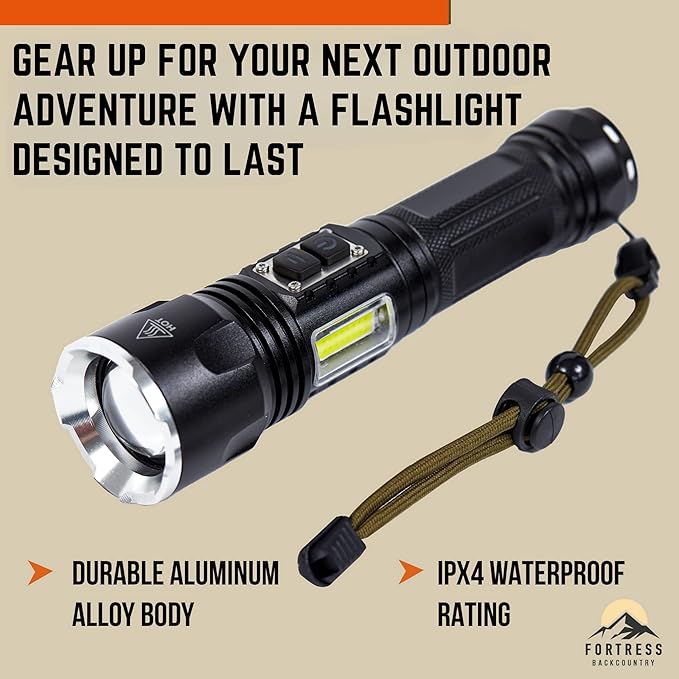 Rechargeable LED Flashlight High Lumens-Super Bright Zoomable Tactical Flashlight With USB-Powerful XHP160-Waterproof-5 Modes-For Camping-Outdoor Activities and Emergencies-Gift for Men and Women
